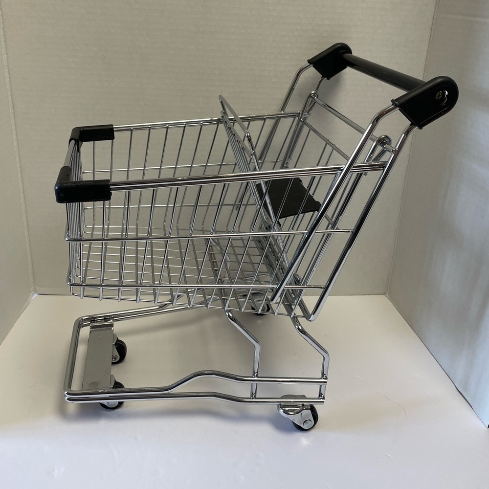 Vintage Miniature Shopping Cart Store Display or Dolls STAINLESS STEEL 11" inch